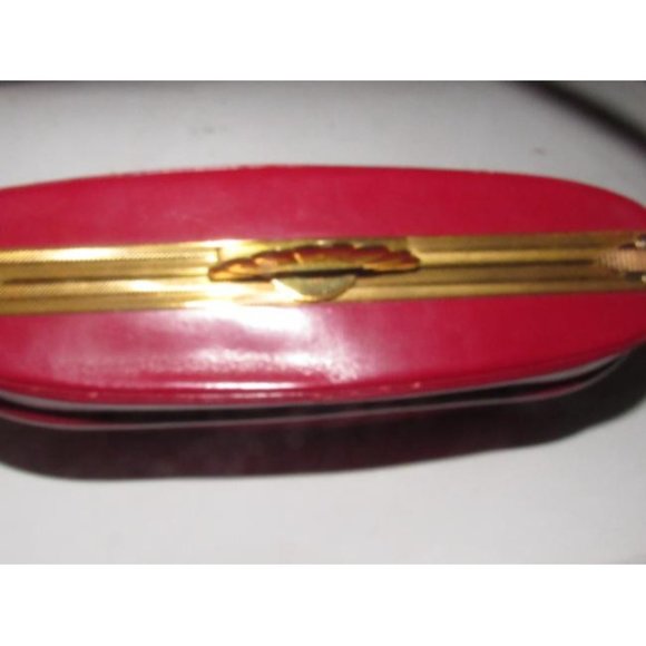 Evans Vintage True Red Leather Satchel Engraved Gold Frame - Picture 8 of 12